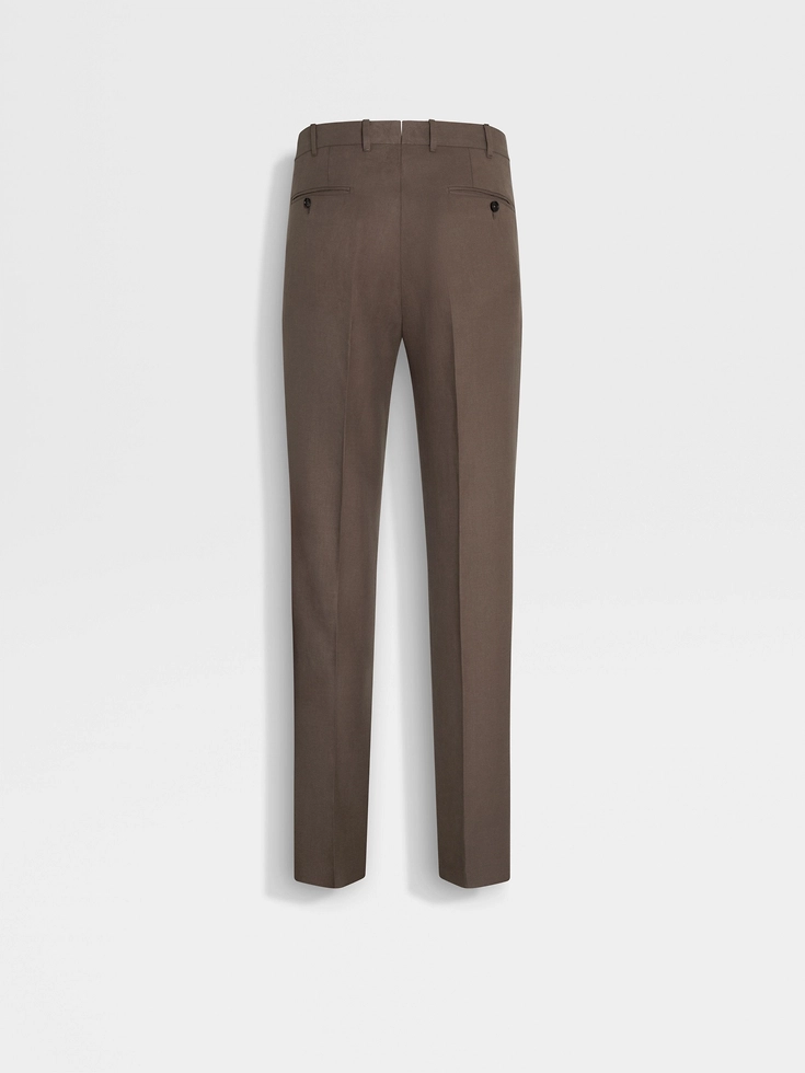Pantalones de flores azul lino Oasi color topo oscuro