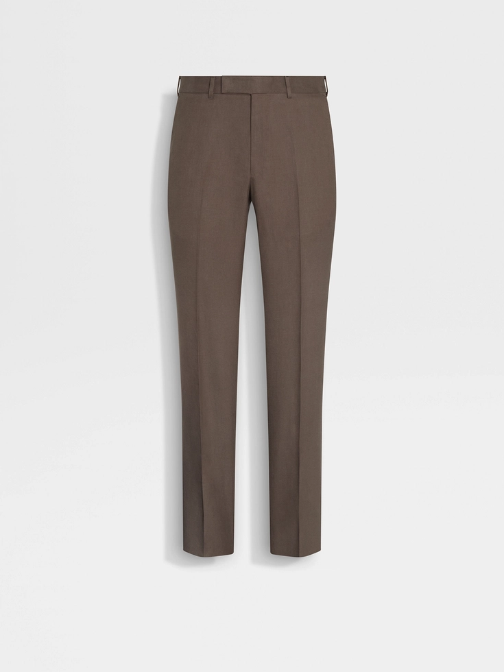Pantalones de flores azul lino Oasi color topo oscuro