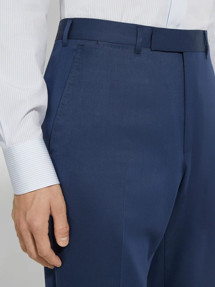 Pantalones de lana Centoventimila azul verdoso oscuro