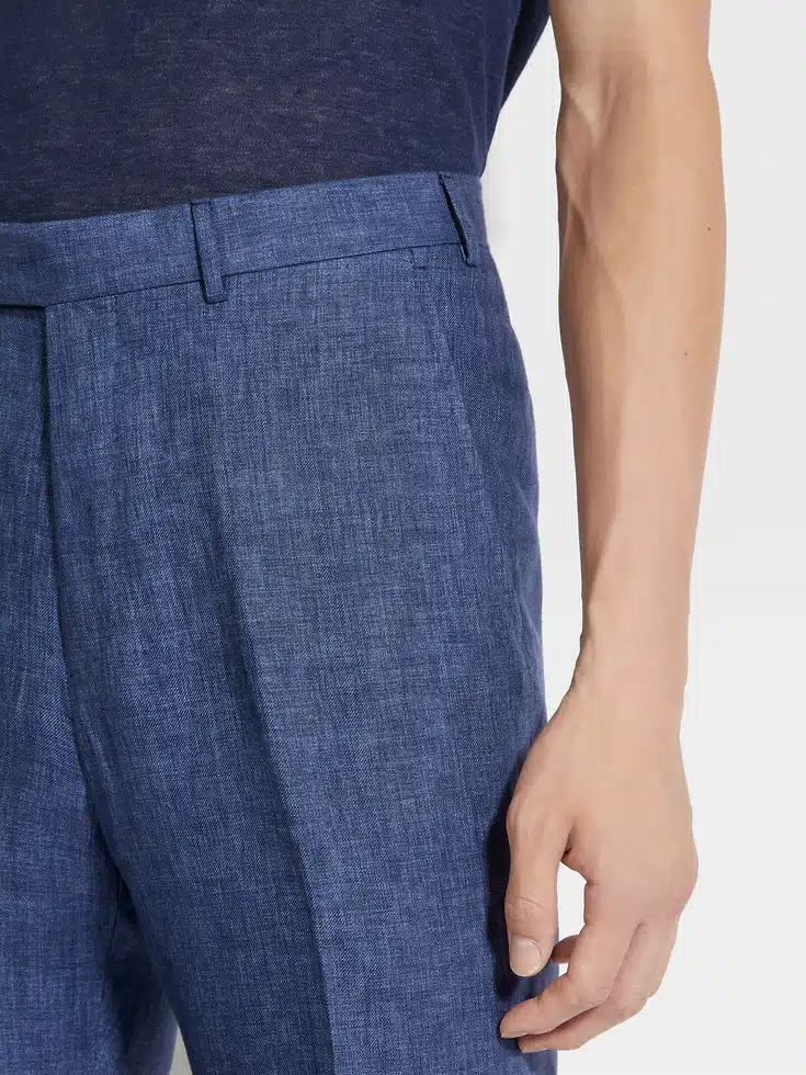 Pantalones de lino Oasi azul Avio