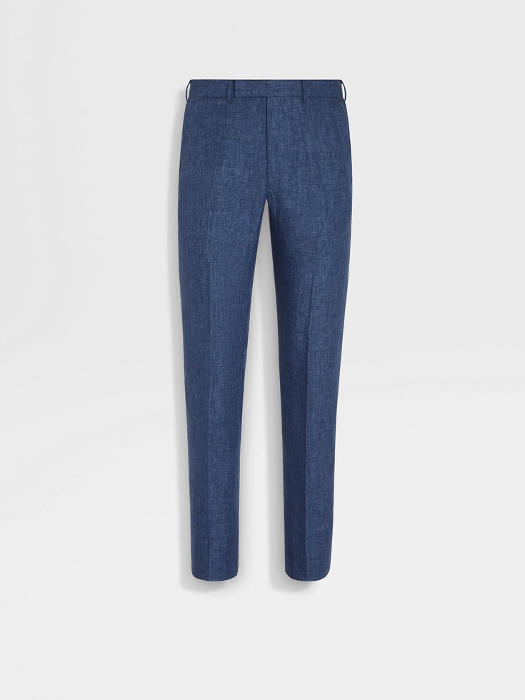 Pantalones de lino Oasi azul Avio