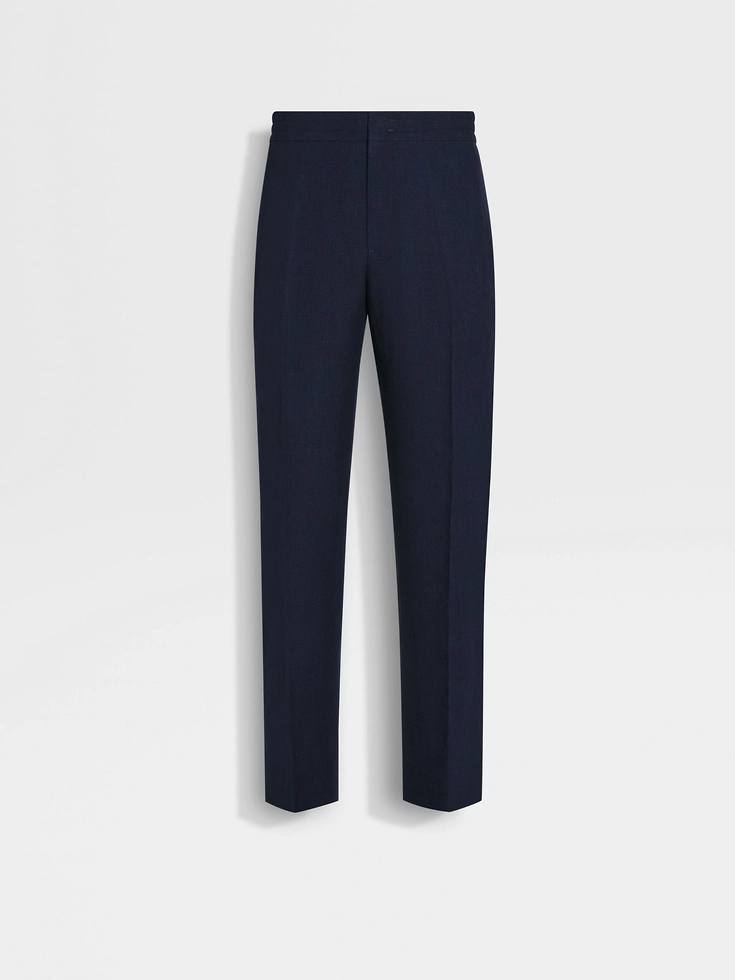 Pantalones de lino Oasi azul tinta