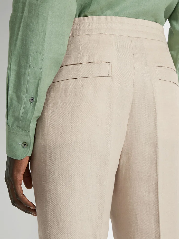 Pantalones de lino Oasi beige claro