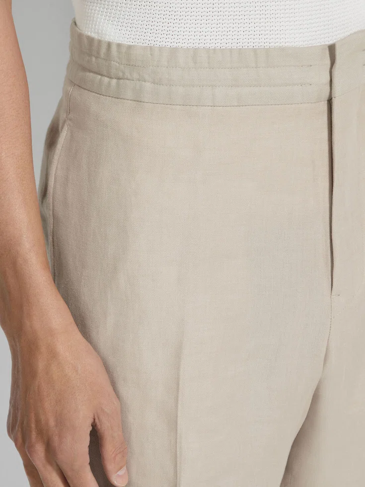 Pantalones de lino Oasi beige claro