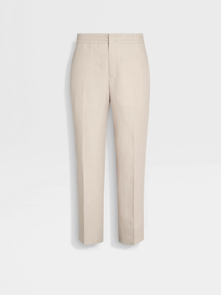 Pantalones de lino Oasi beige claro