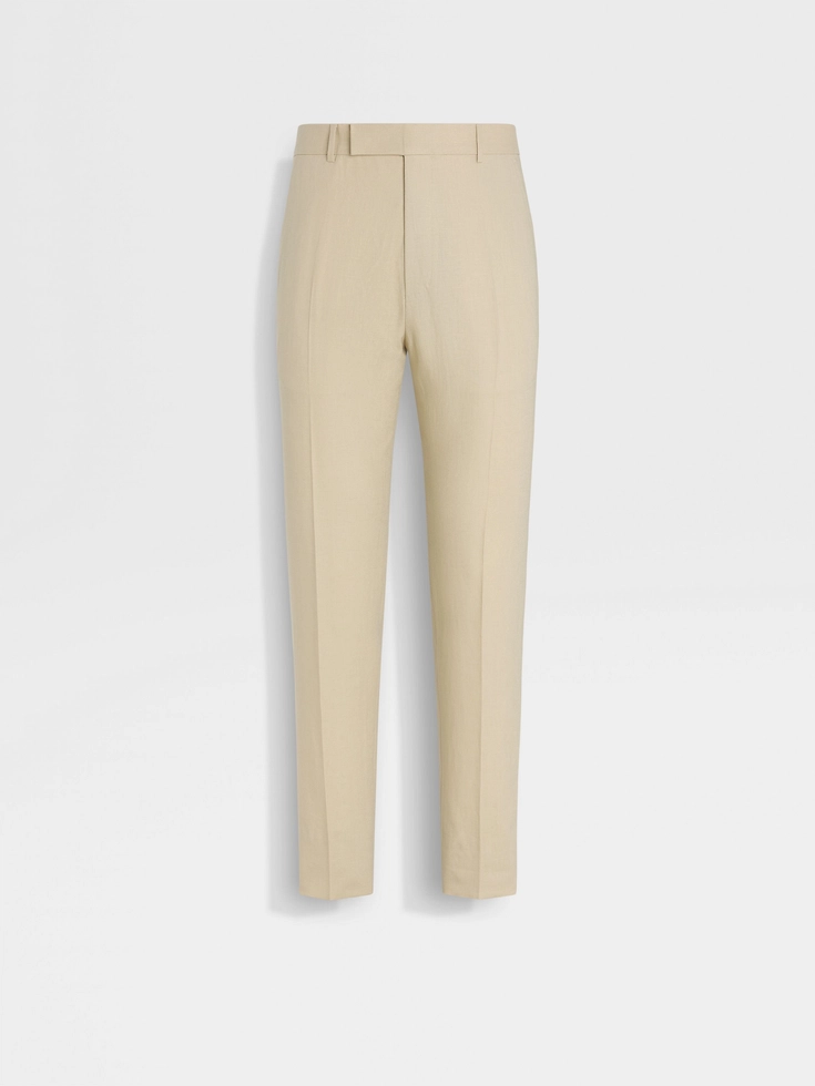 Pantalones de lino Oasi beige claro