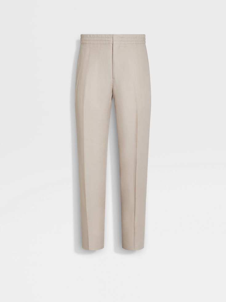 Pantalones de lino Oasi beige claro