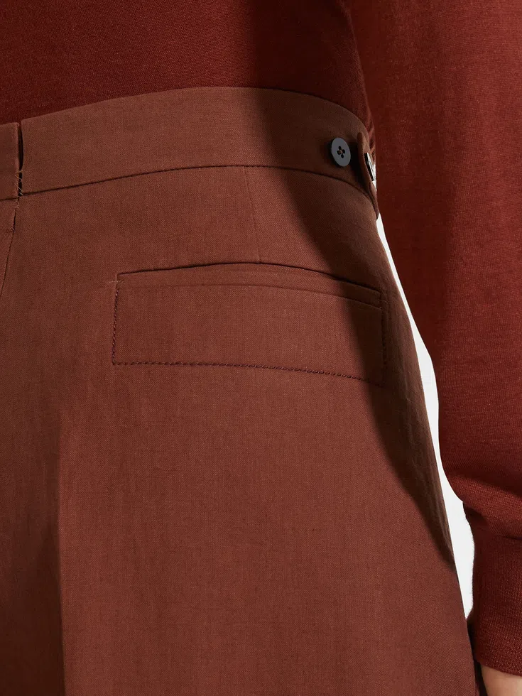 Pantalones de lino Oasi color tabaco