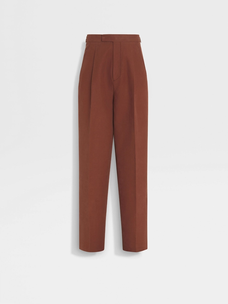 Pantalones de lino Oasi color tabaco