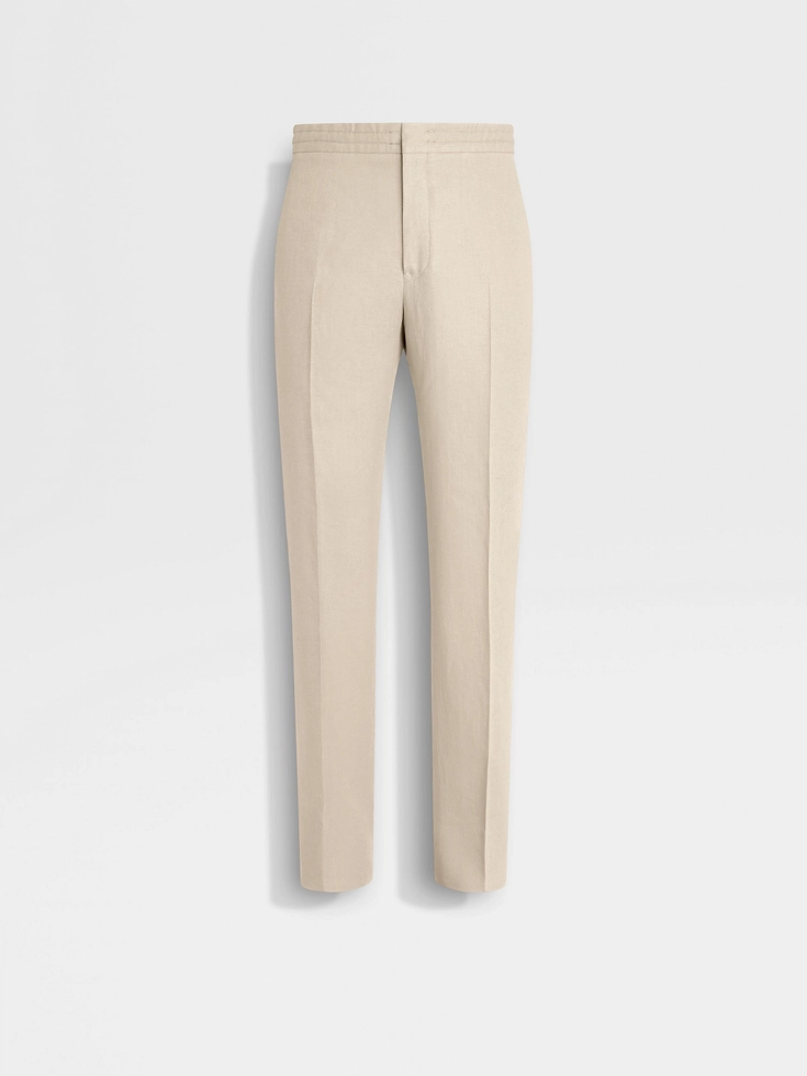 Pantalones de lino Oasi color topo claro