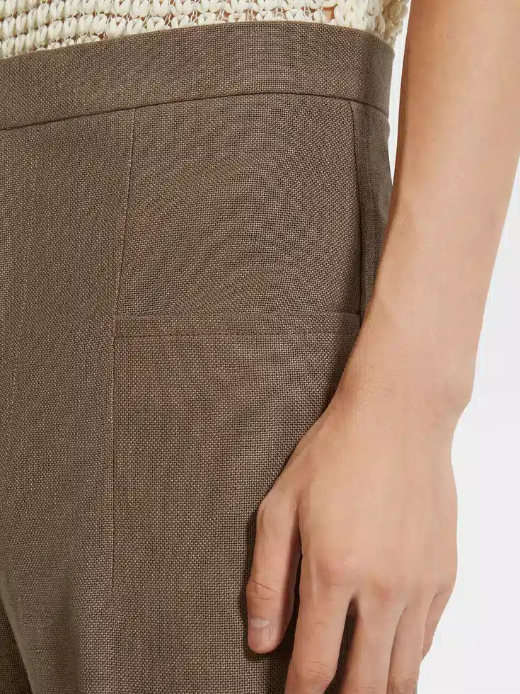Pantalones de lino Oasi color topo oscuro