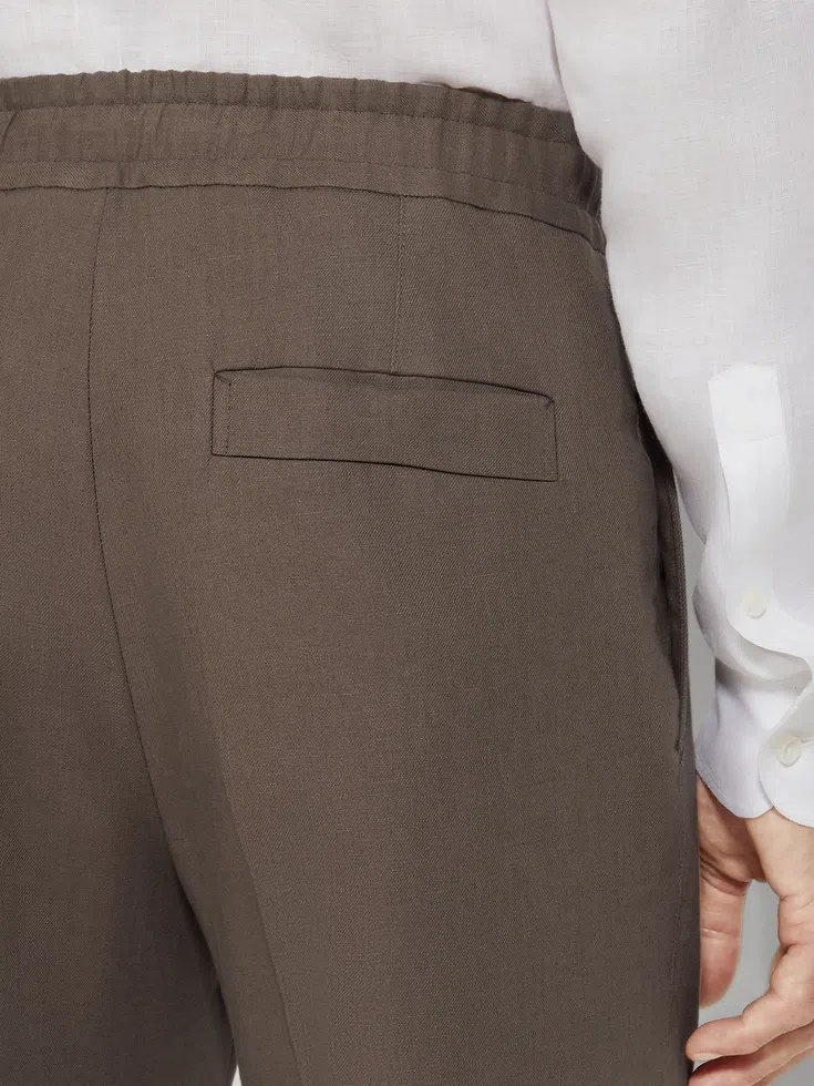 Pantalones de lino Oasi color topo oscuro
