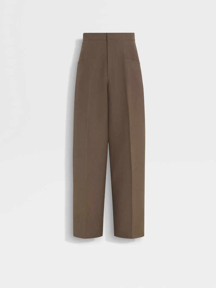 Pantalones de lino Oasi color topo oscuro