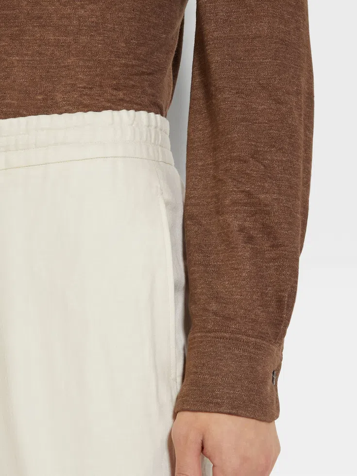 Pantalones de lino Oasi en blanco roto