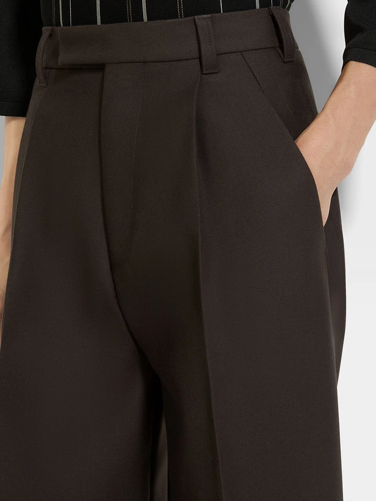 Pantalones de lino Oasi marrón oscuro