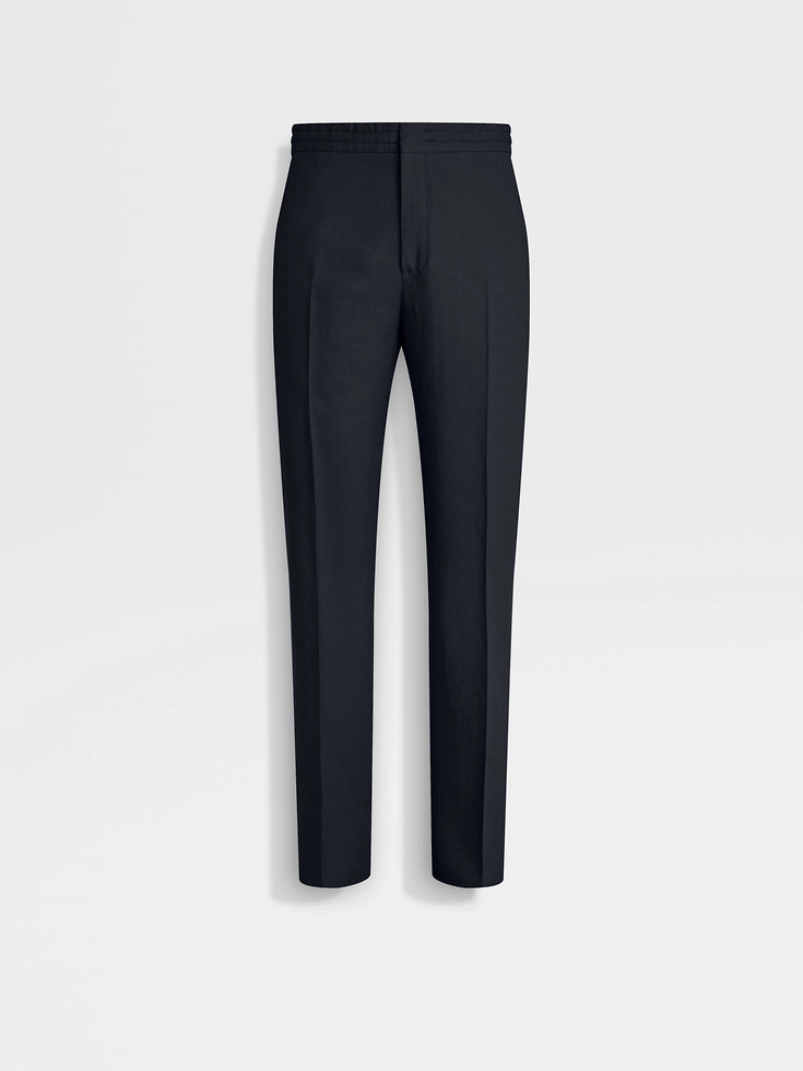 Pantalones de lino azul marino Oasi