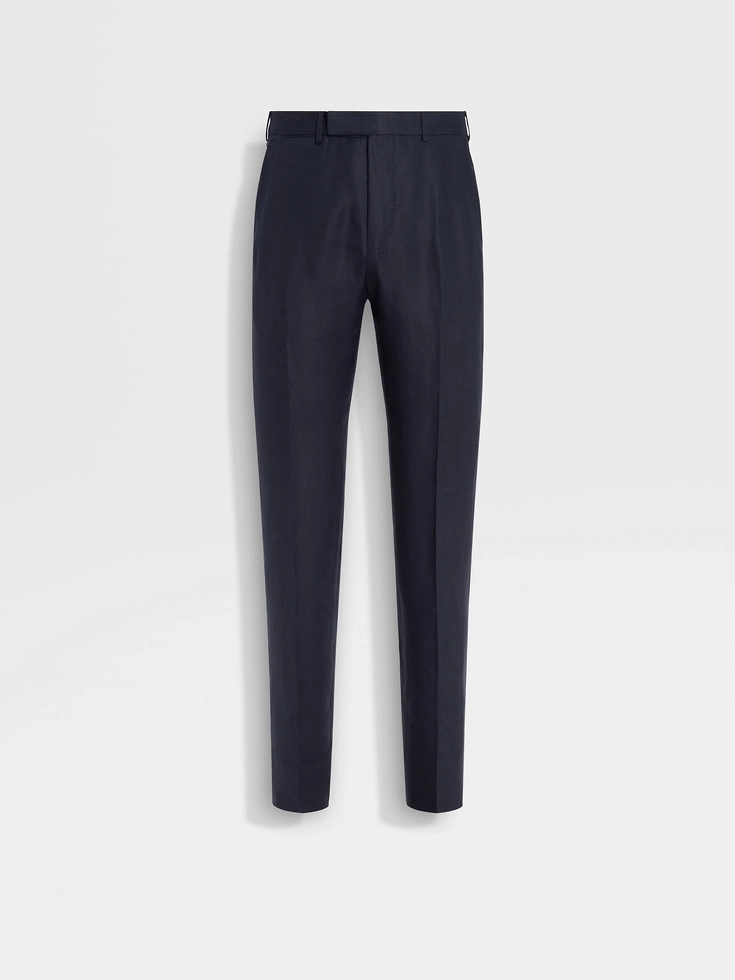 Pantalones de lino azul marino Oasi