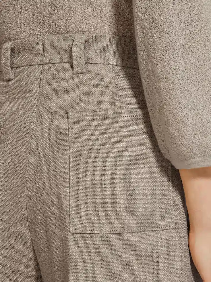 Pantalones de lino beige jaspeado