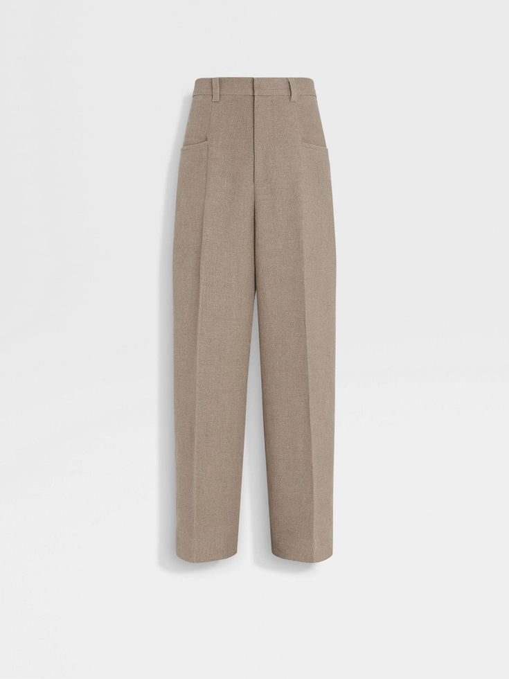 Pantalones de lino beige jaspeado