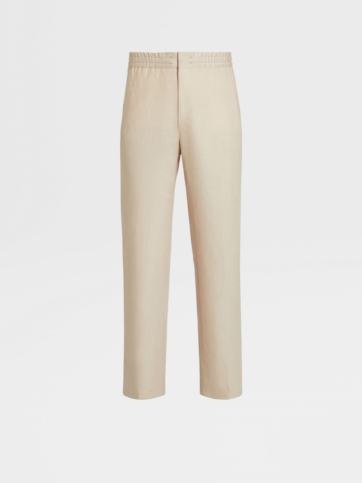Pantalones deportivos de lino blanco roto