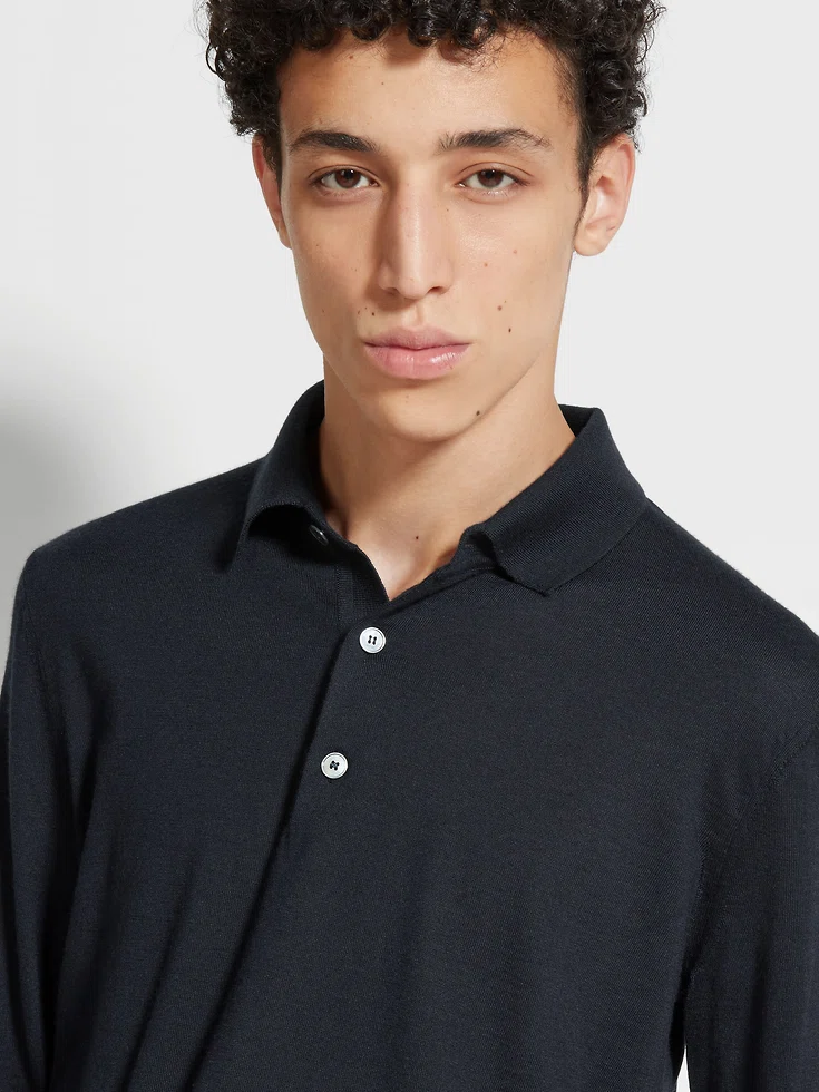 Polo Cashseta azul marino jaspeado