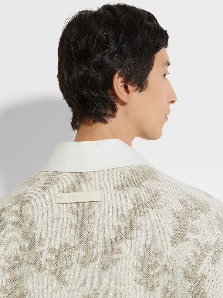 Polo Oasi Lino blanco y beige claro