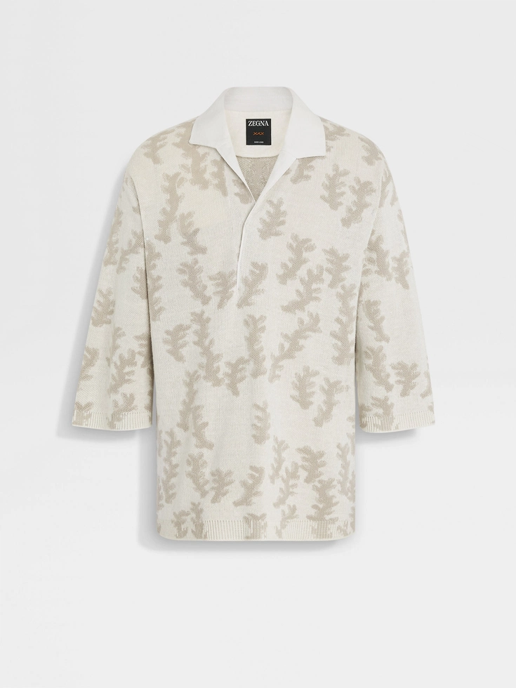 Polo Oasi Lino blanco y beige claro
