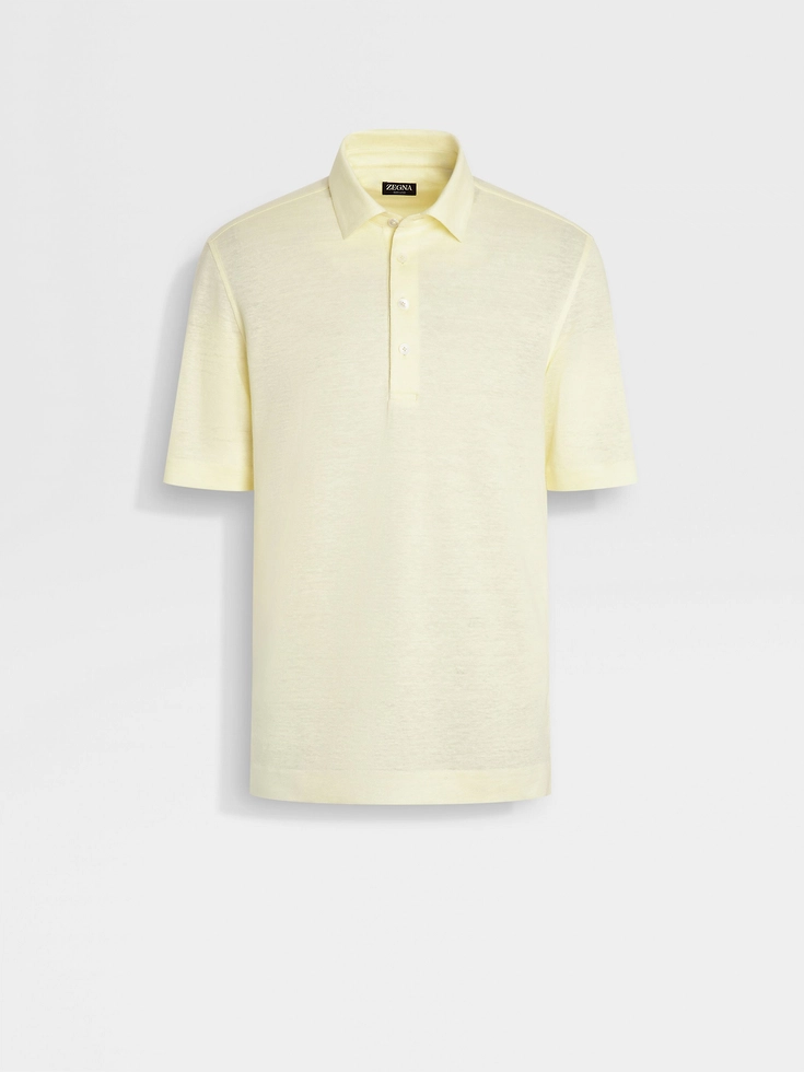 Polo amarillo claro de lino Oasi