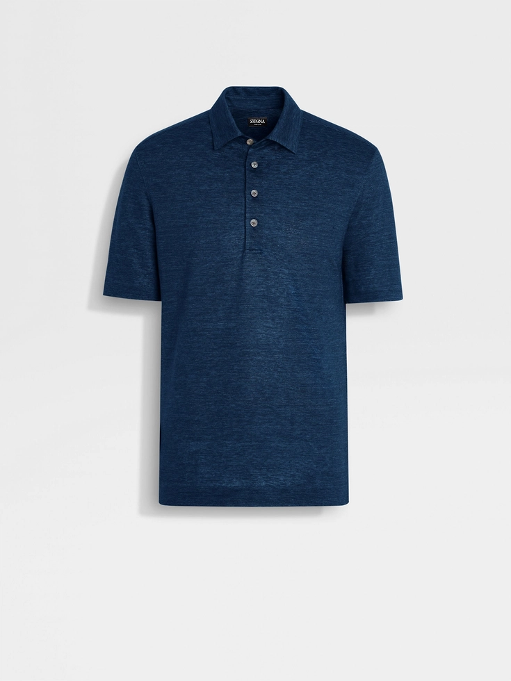 Polo azul marino Oasi Lino