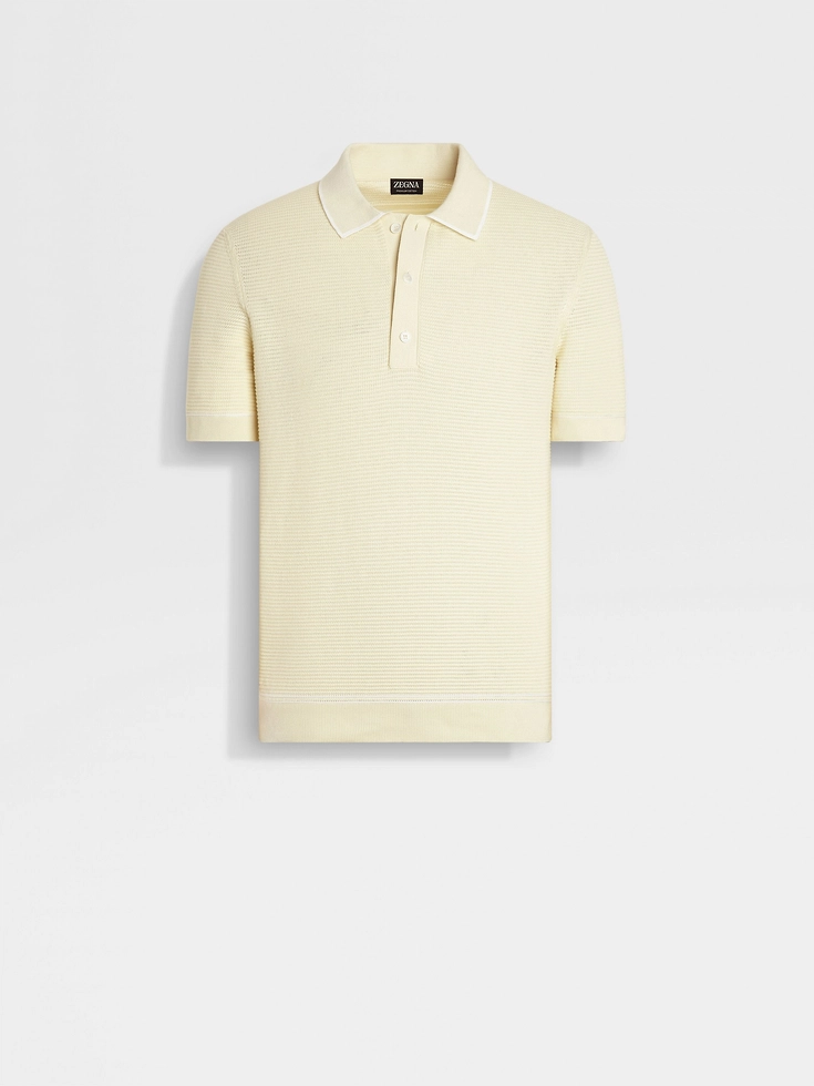 Polo de algodón premium amarillo claro