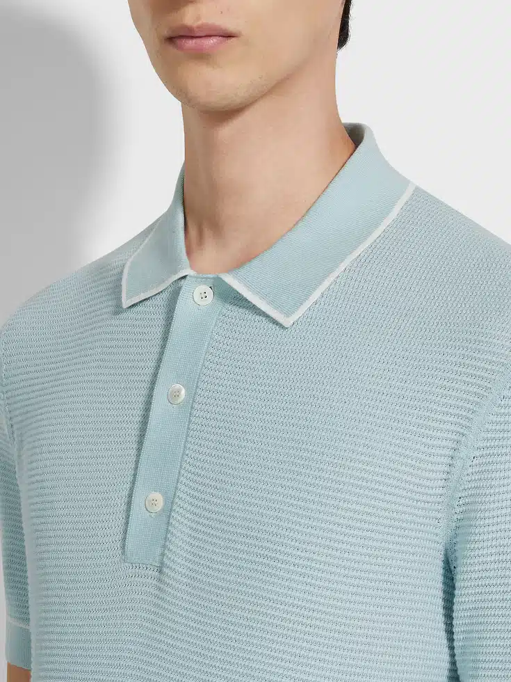 Polo de algodón premium azul claro