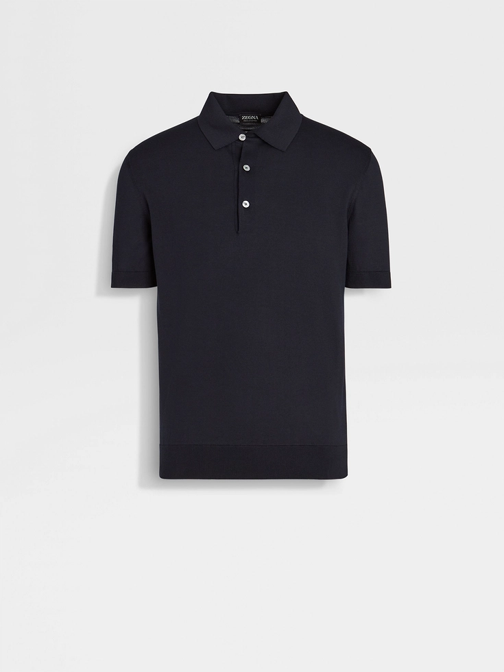 Polo de algodón premium azul marino