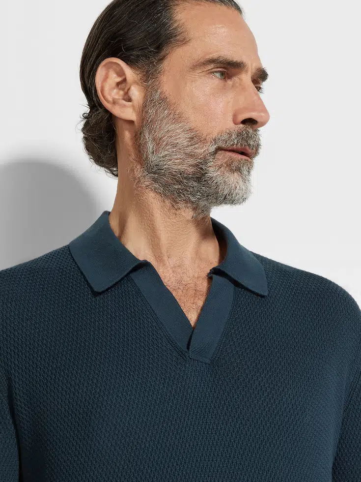 Polo de algodón premium azul verdoso oscuro