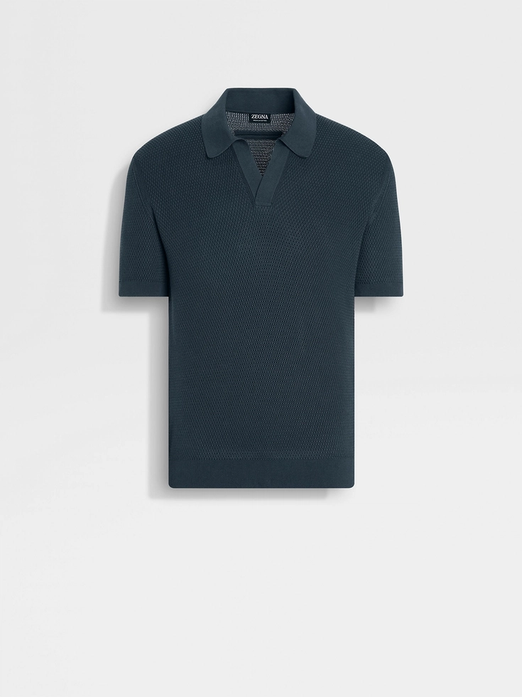 Polo de algodón premium azul verdoso oscuro