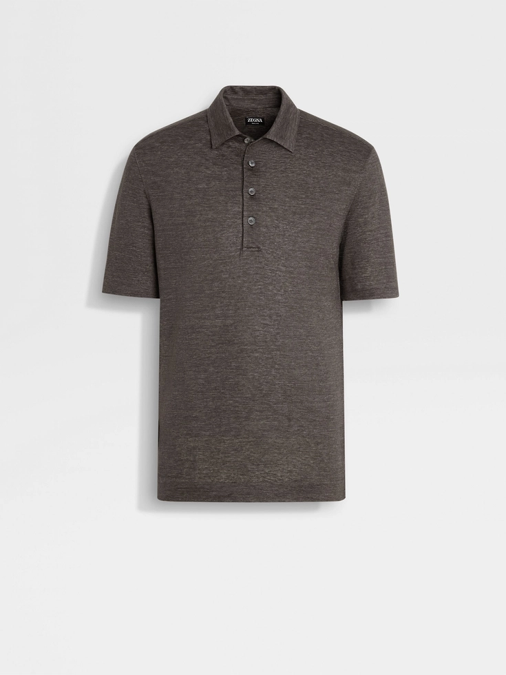 Polo de lino Oasi color topo oscuro
