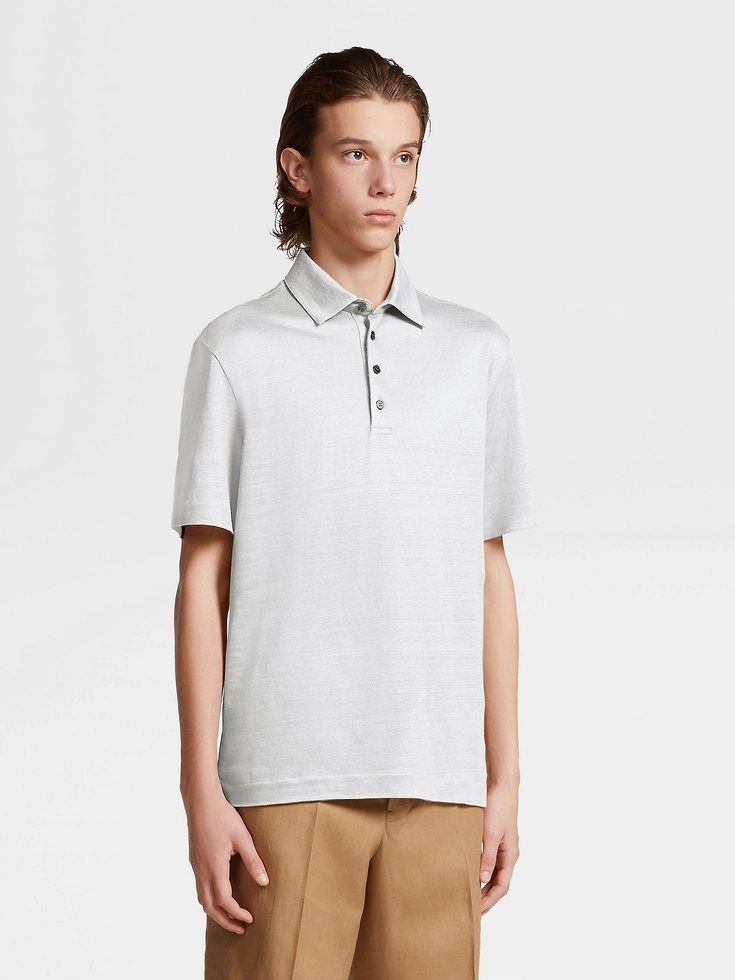 Polo de manga corta de lino puro blanco 1 - Polo de manga corta de lino puro blanco