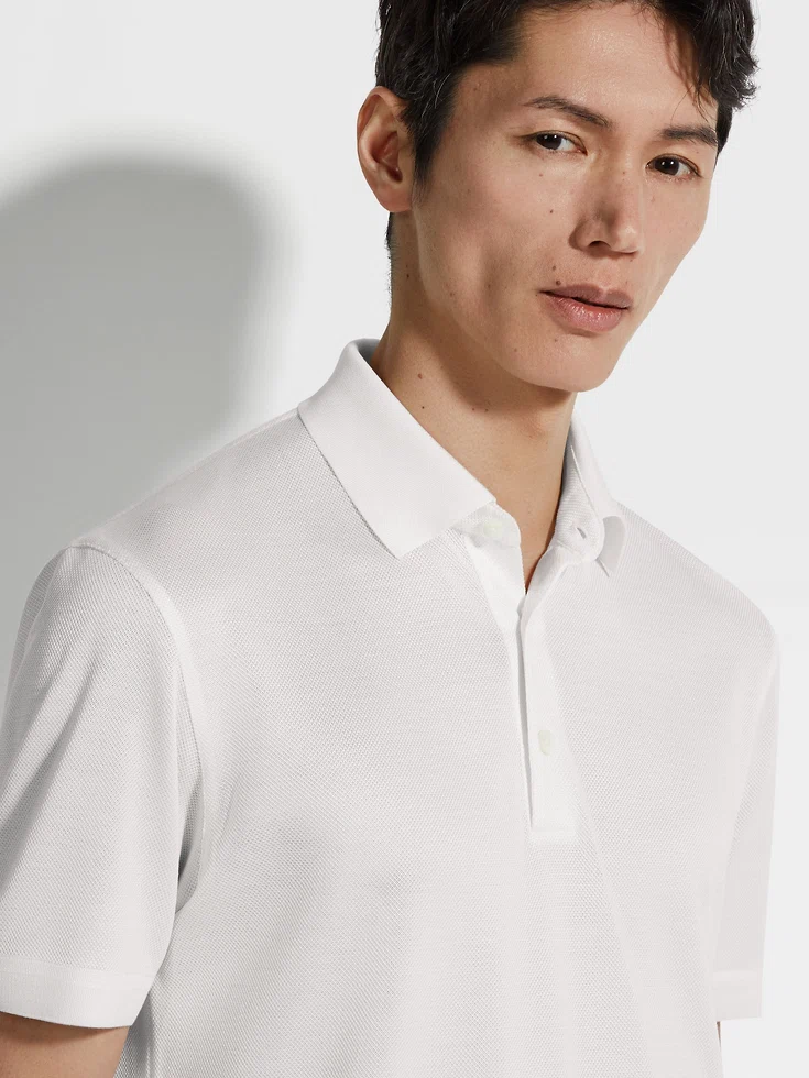 Polo de seda Zegna blanco