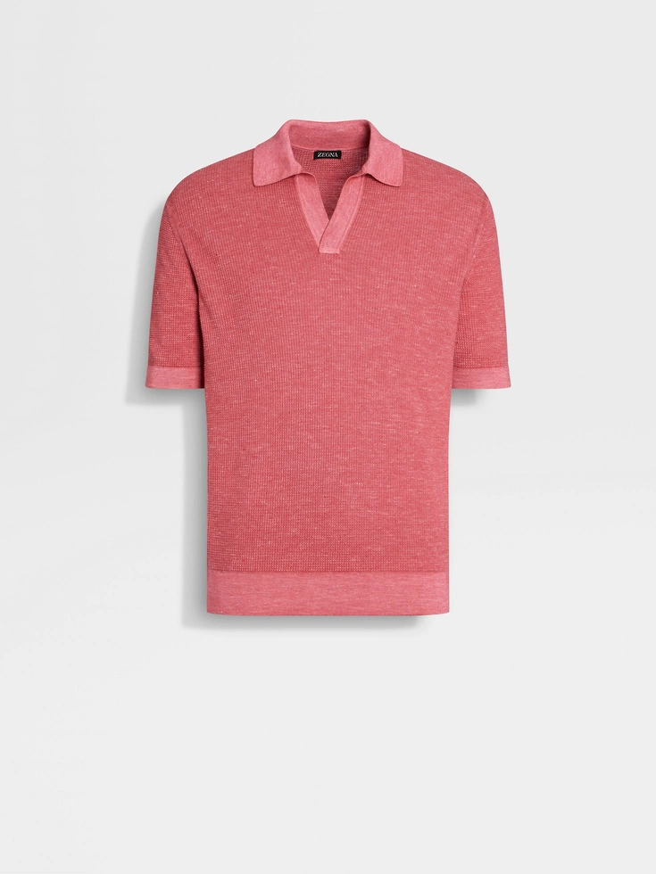 Polo de seda, cachemira y lino fucsia jaspeado