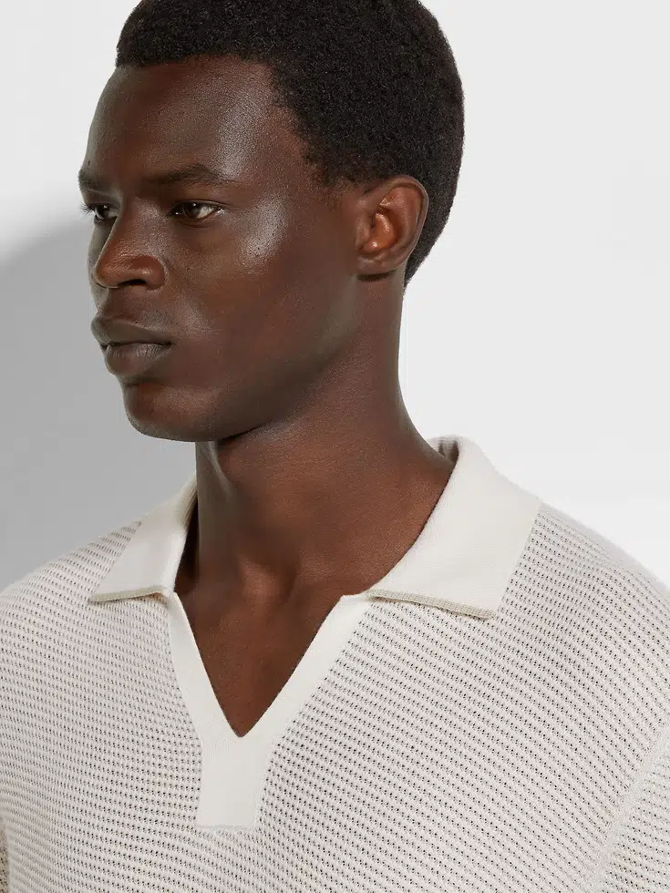 Polo de seda y cachemira blanca