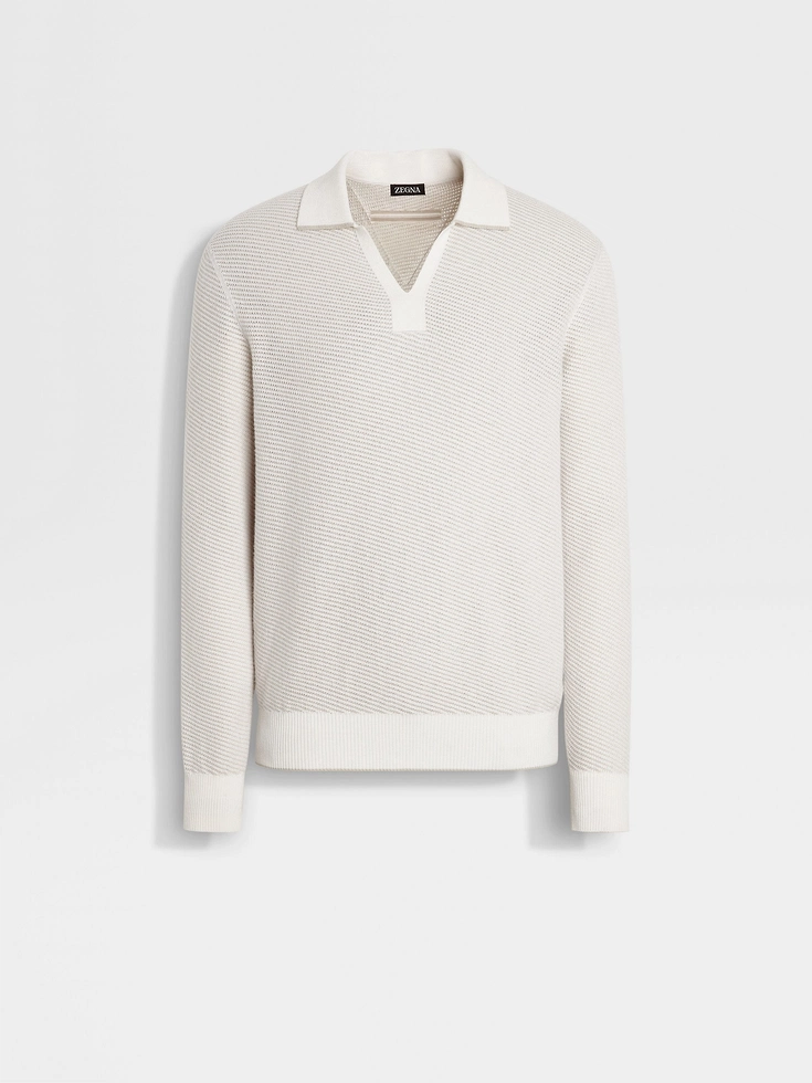 Polo de seda y cachemira blanca