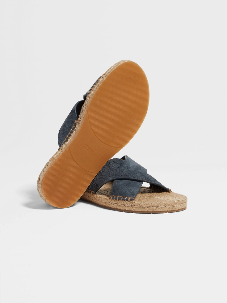 Sandalias de alpargatas de ante azul verdoso oscuro