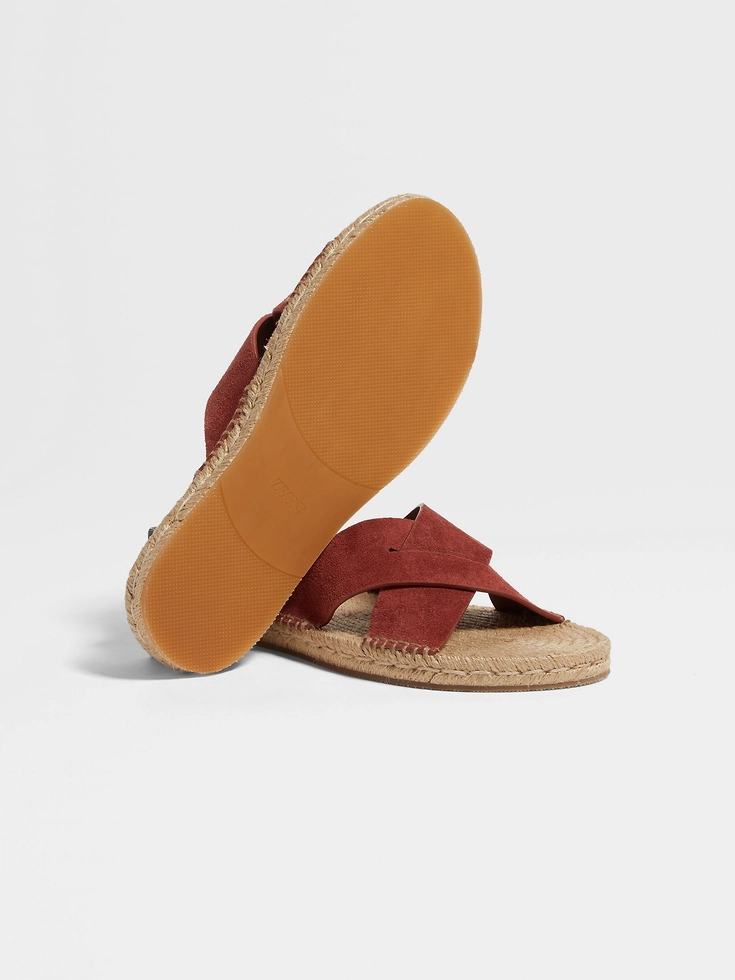 Sandalias de alpargatas de ante color rojo ladrillo