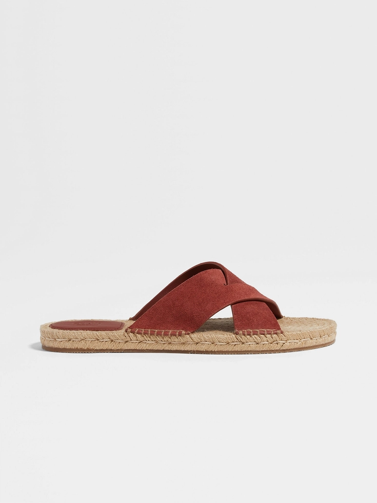 Sandalias de alpargatas de ante color rojo ladrillo