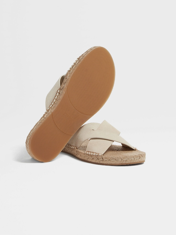 Sandalias de alpargatas de ante en color blanco roto