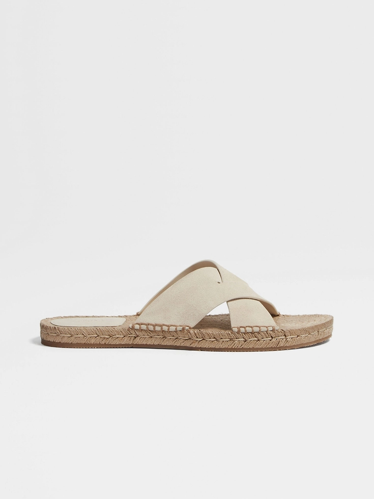 Sandalias de alpargatas de ante en color blanco roto