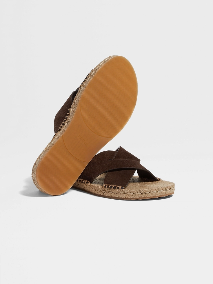 Sandalias de alpargatas de ante marrón oscuro