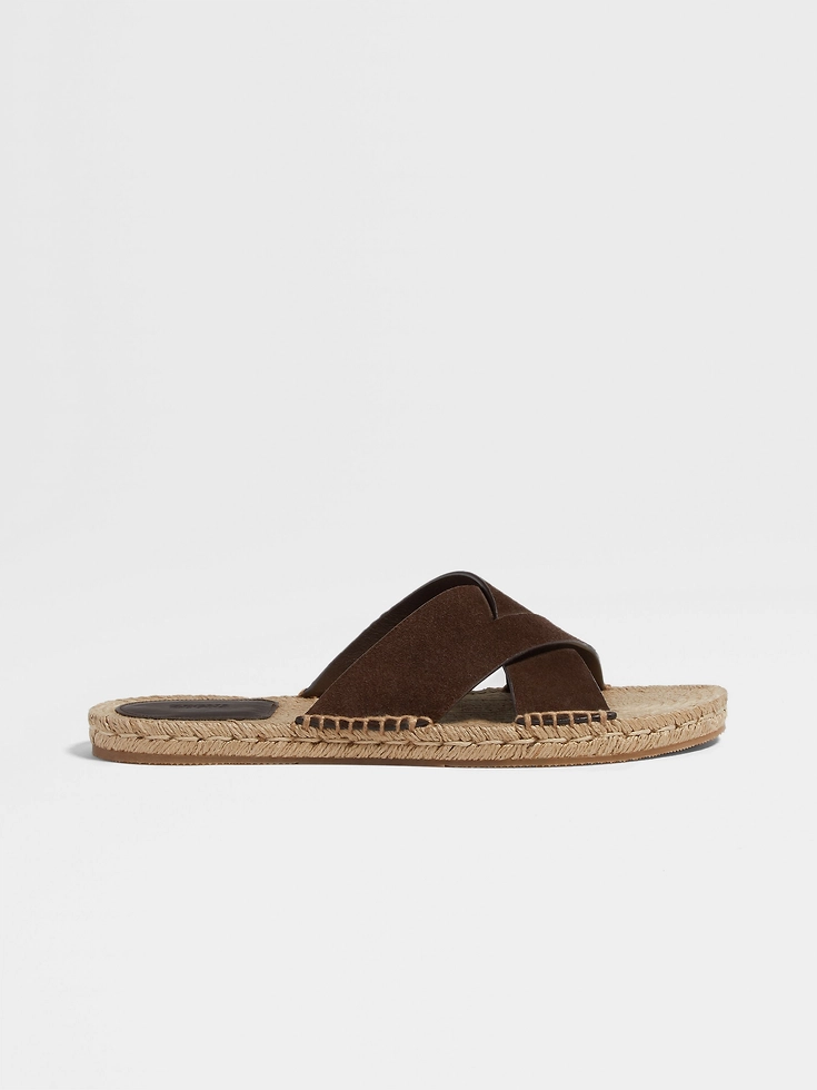 Sandalias de alpargatas de ante marrón oscuro