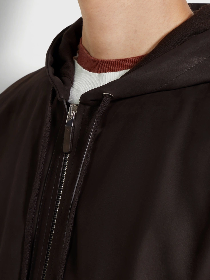Sudadera con capucha de lana y SECONDSKIN marrón oscuro