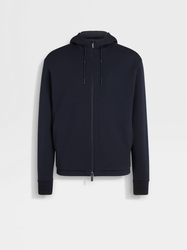 Sudadera con capucha de mezcla de lana azul marino de alto rendimiento™