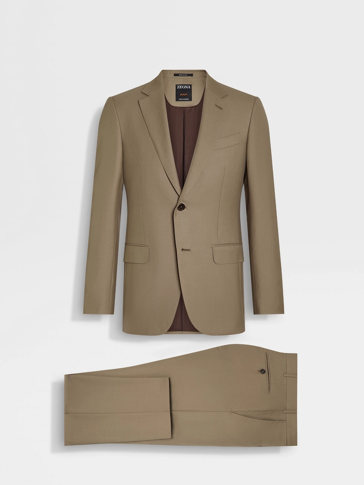 Traje de cachemira Oasi color ocre oscuro